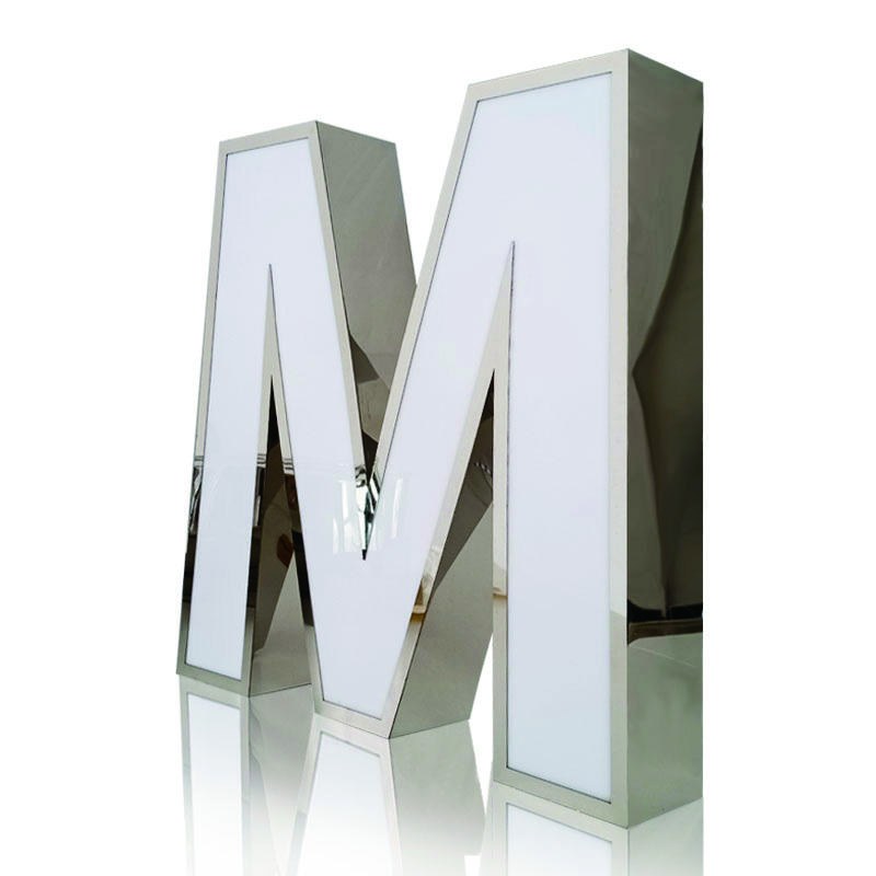Polished dimensional metal letter M